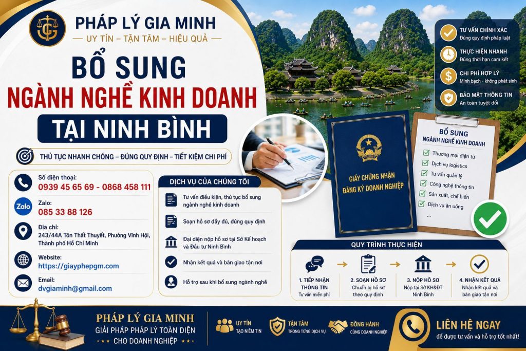 Bổ sung ngành nghề kinh doanh tại Ninh Bình