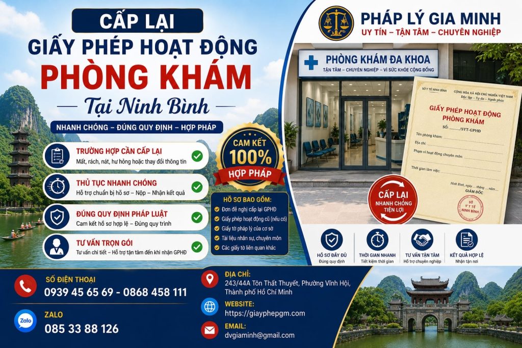 Cấp lại giấy phép hoạt động phòng khám tại Ninh Bình