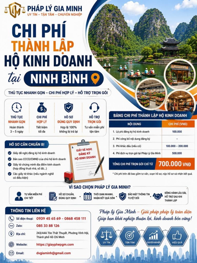 Chi phí thành lập hộ kinh doanh tại Ninh Bình mới nhất 1 Chi phí thành lập hộ kinh doanh tại Ninh Bình