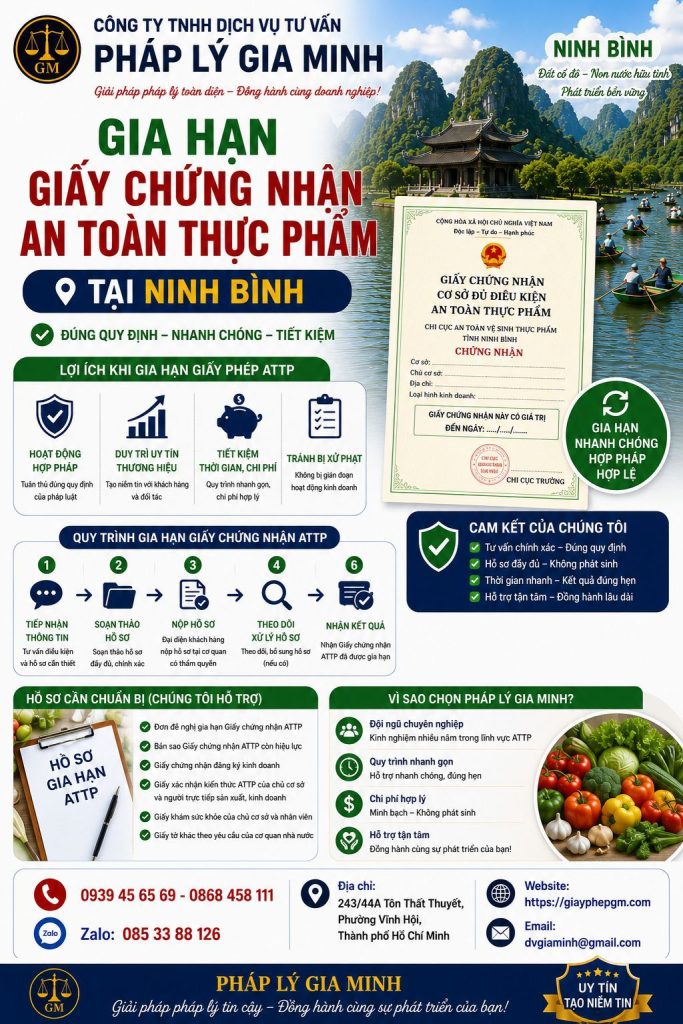 Gia hạn giấy chứng nhận an toàn thực phẩm tại Ninh Bình 1 Gia hạn Giấy chứng nhận an toàn thực phẩm tại Ninh Bình