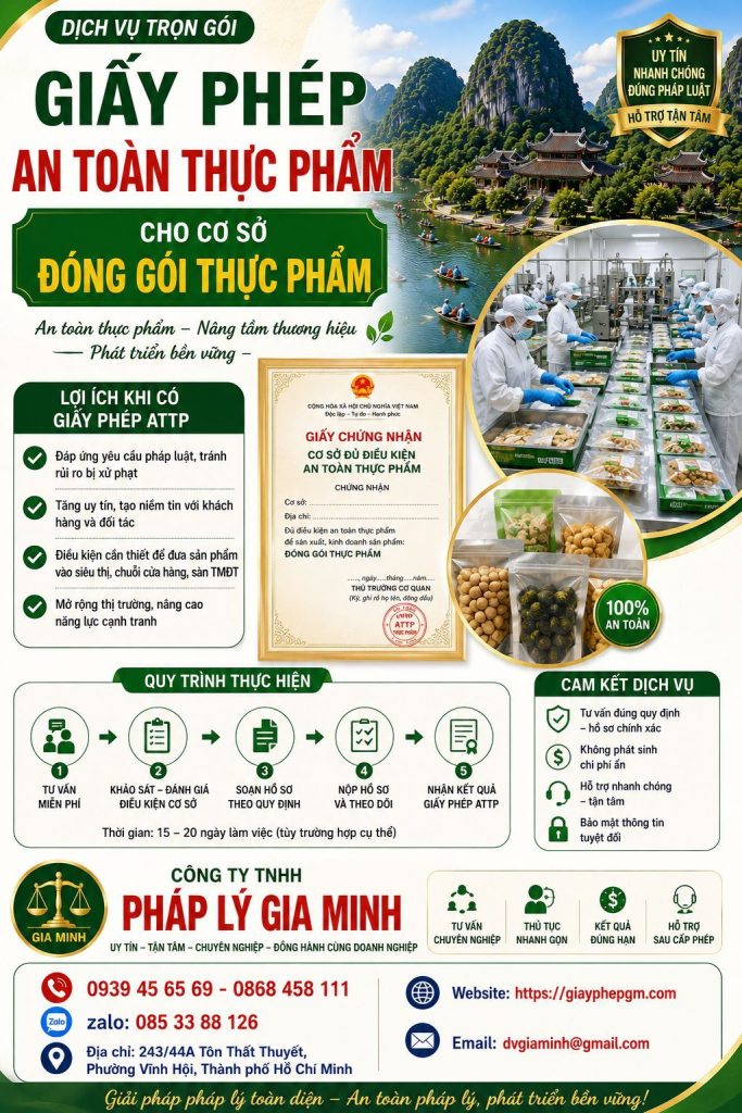 Giấy phép an toàn thực phẩm cho cơ sở đóng gói thực phẩm