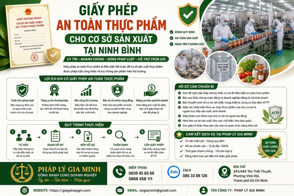 Giấy phép an toàn thực phẩm cho cơ sở sản xuất tại Ninh Bình