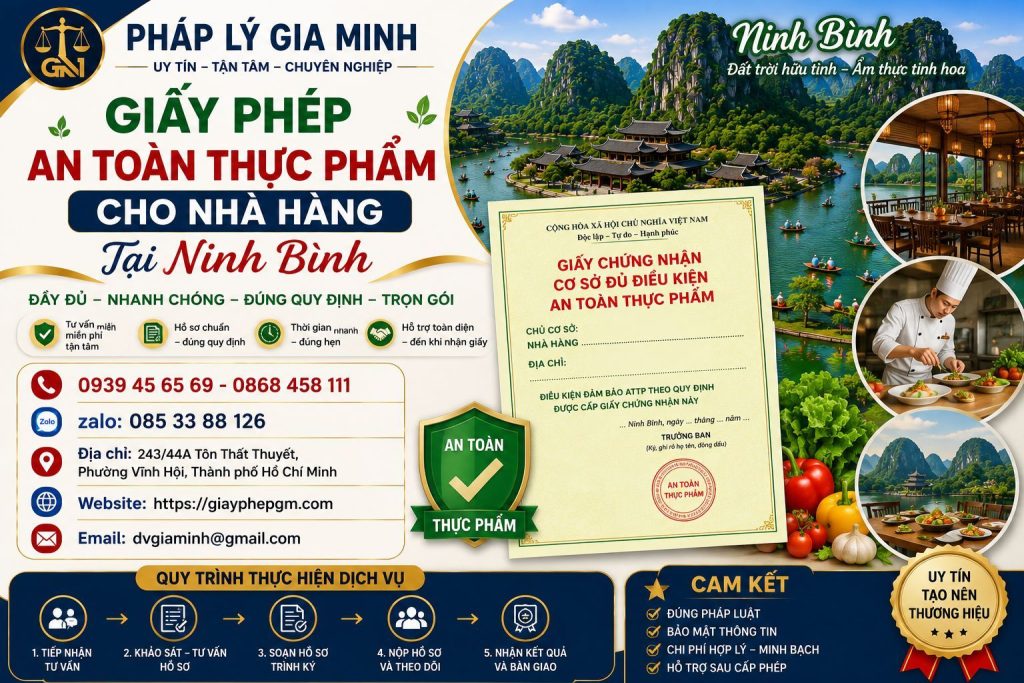 Giấy phép an toàn thực phẩm cho nhà hàng tại Ninh Bình