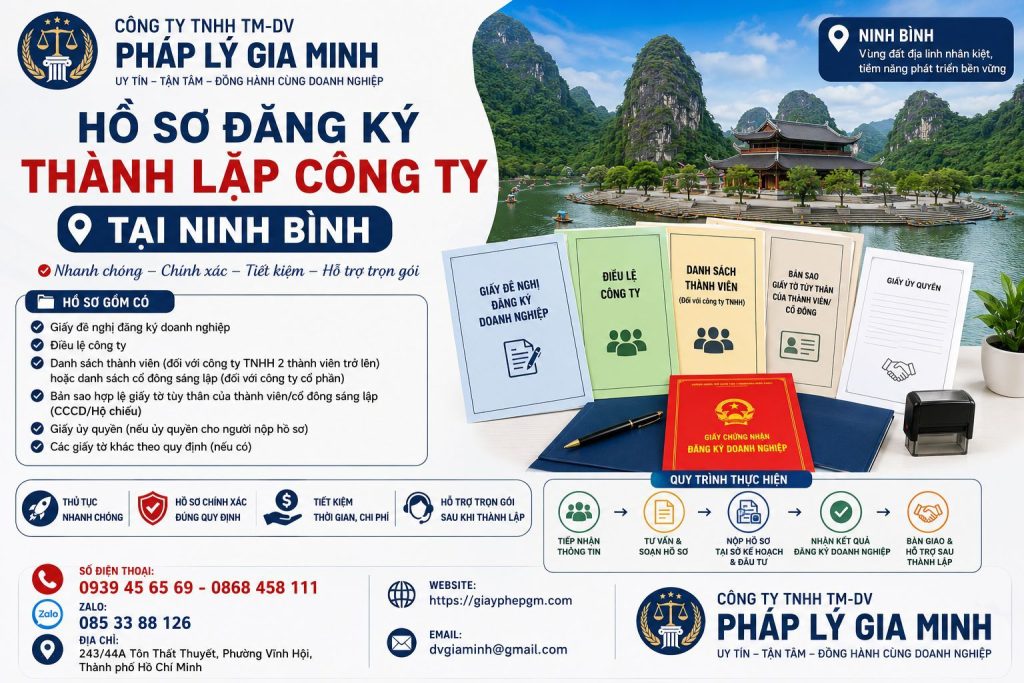 Hồ sơ đăng ký thành lập công ty tại Ninh Bình
