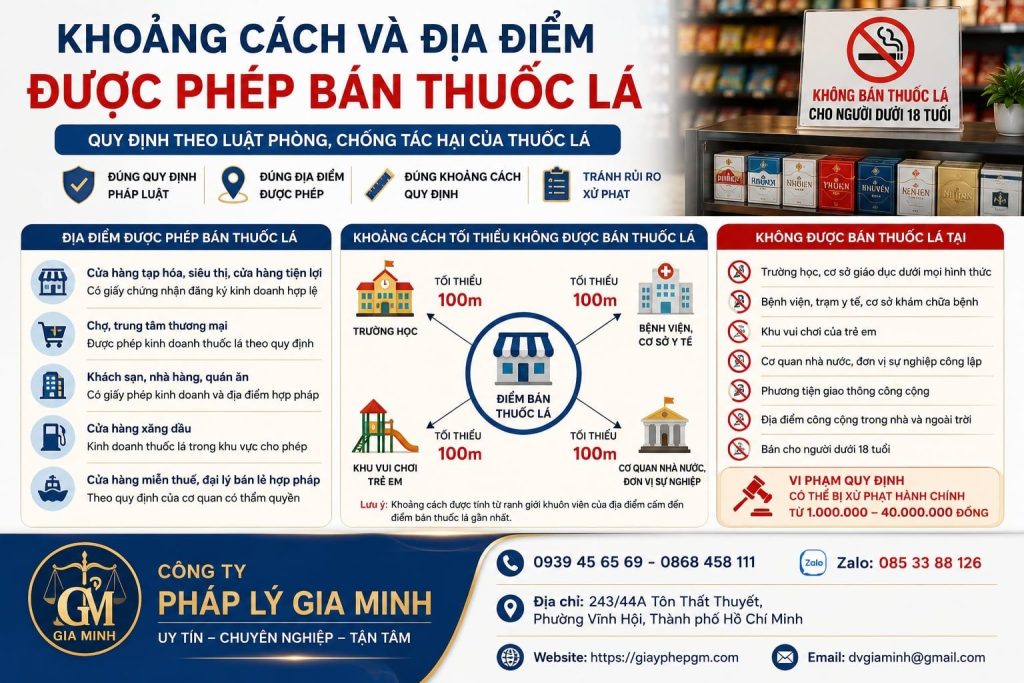 Khoảng cách và địa điểm được phép bán thuốc lá