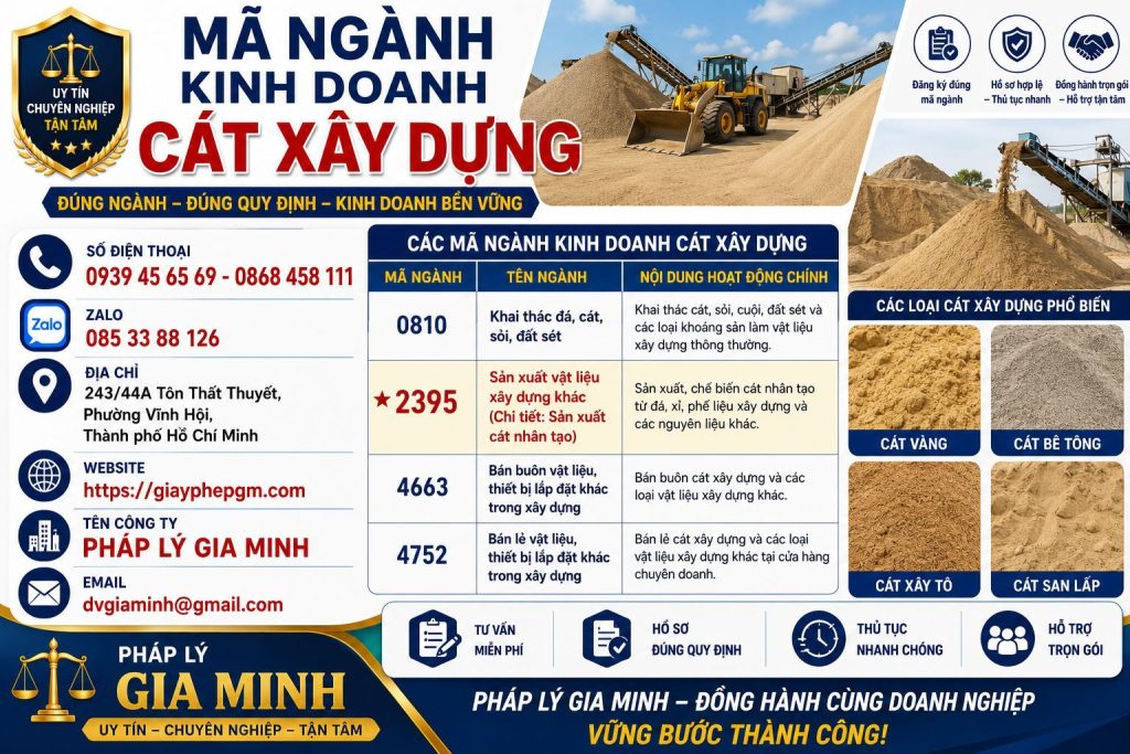 Mã Ngành Kinh Doanh Cát Xây Dựng