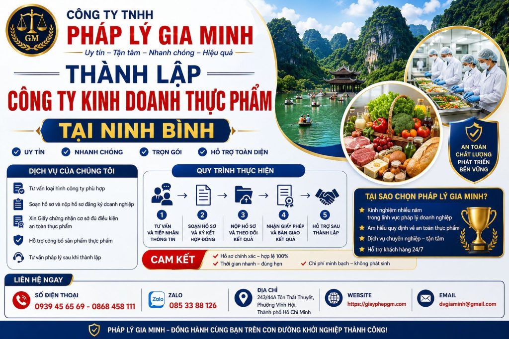 Thành lập công ty kinh doanh thực phẩm tại Ninh Bình