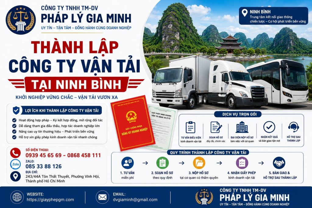 Thành lập công ty vận tải tại Ninh Bình