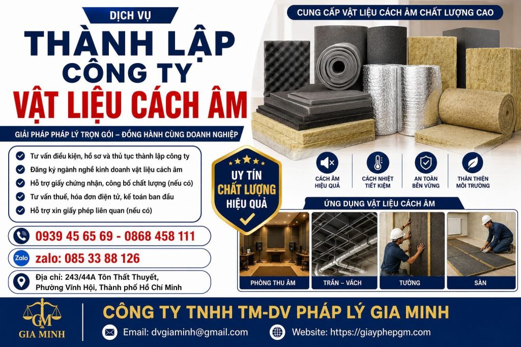 Thành lập công ty vật liệu cách âm – Điều kiện, thủ tục và chi phí 1 Thành Lập Công Ty Vật Liệu Cách Âm