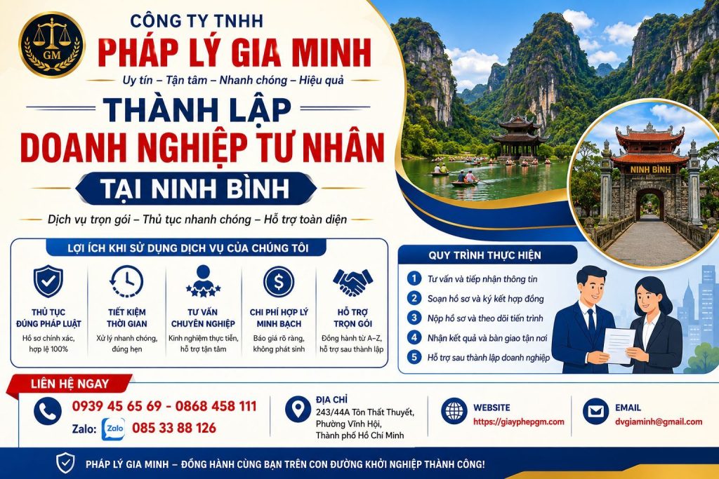 Thành lập doanh nghiệp tư nhân tại Ninh Bình nhanh chóng, đúng quy định 1 Thành lập doanh nghiệp tư nhân tại Ninh Bình