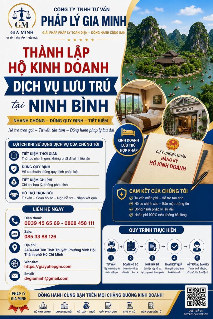 Thành lập hộ kinh doanh dịch vụ lưu trú tại Ninh Bình 1 Thành lập hộ kinh doanh dịch vụ lưu trú tại Ninh Bình