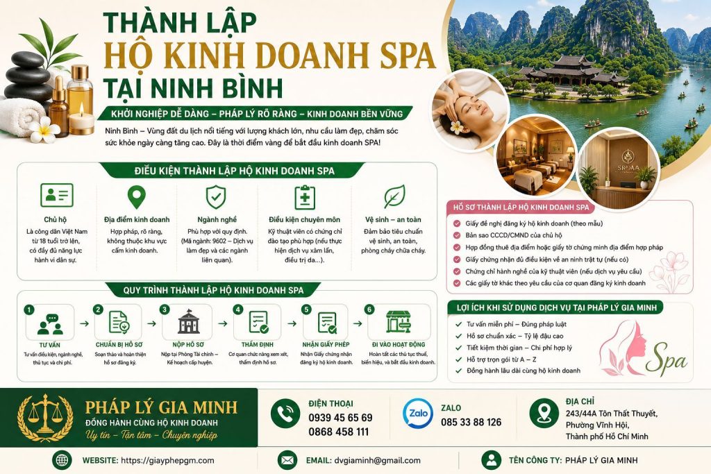 Thành lập hộ kinh doanh spa tại Ninh Bình đúng quy định, nhanh chóng 1 Thành lập hộ kinh doanh spa tại Ninh Bình
