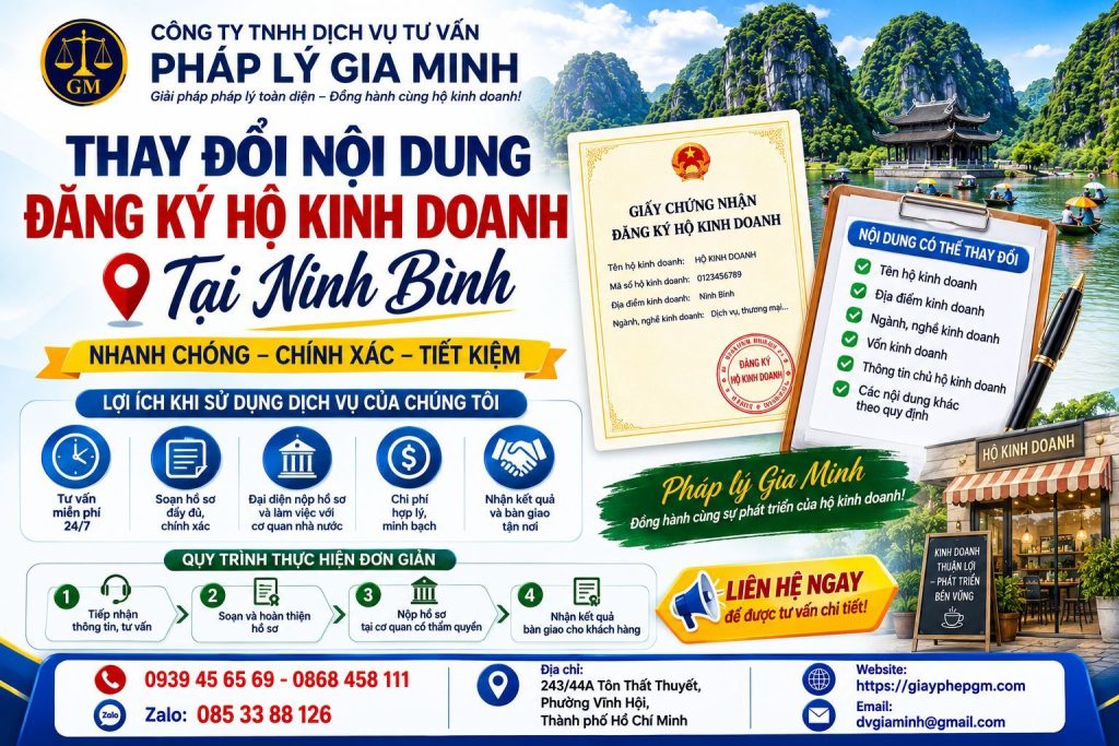 Thay đổi nội dung đăng ký hộ kinh doanh tại Ninh Bình