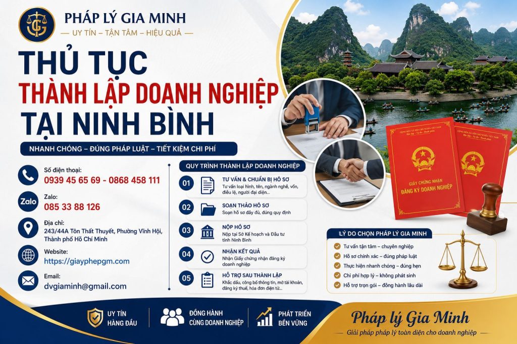 Thủ tục thành lập doanh nghiệp tại Ninh Bình mới nhất 1 Thủ tục thành lập doanh nghiệp tại Ninh Bình