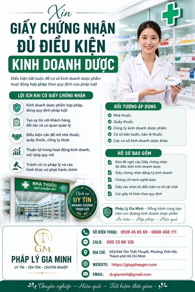 Xin Giấy Chứng Nhận Đủ Điều Kiện Kinh Doanh Dược
