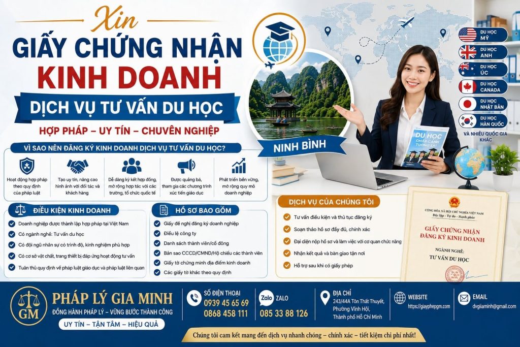 Xin Giấy Chứng Nhận Kinh Doanh Dịch Vụ Tư Vấn Du Học