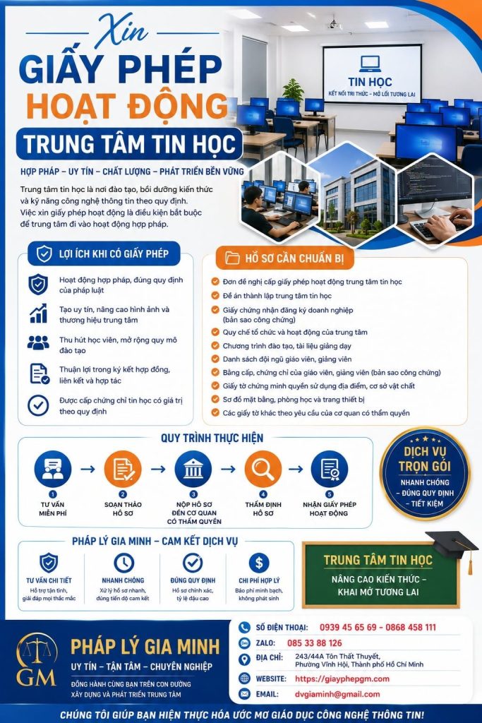 Xin Giấy Phép Hoạt Động Trung Tâm Tin Học