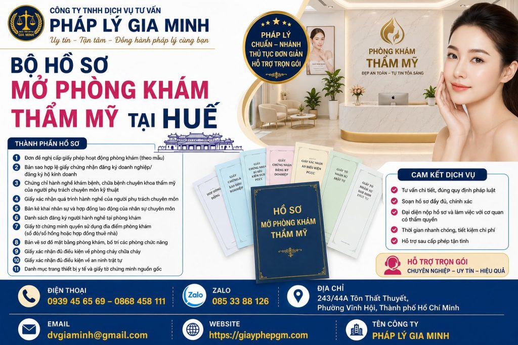 Bộ hồ sơ mở phòng khám thẩm mỹ tại Huế