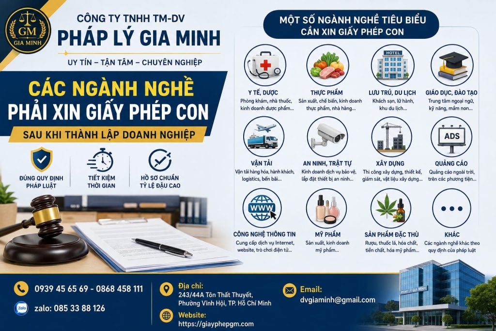 Các ngành nghề phải xin giấy phép con sau khi thành lập công ty 1 Các ngành nghề phải xin giấy phép con sau khi thành lập