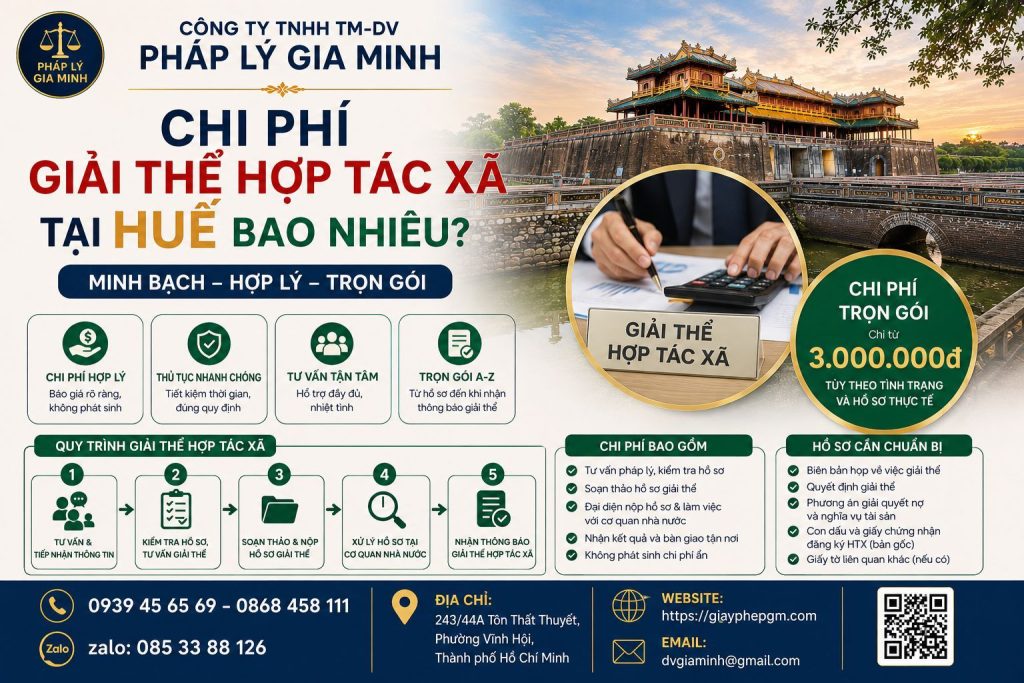 Chi phí giải thể hợp tác xã tại Huế bao nhiêu