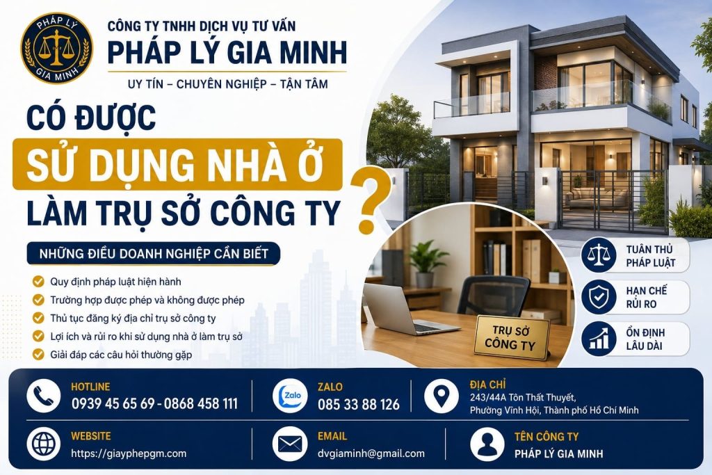 Có được sử dụng nhà ở làm trụ sở công ty không