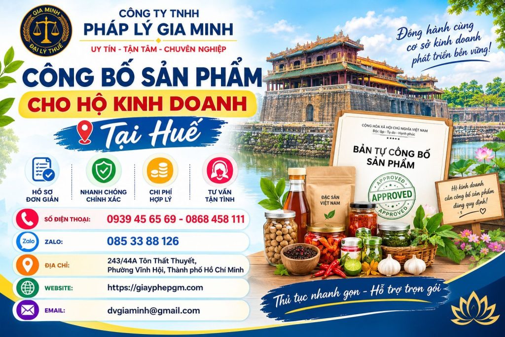 Công bố sản phẩm cho hộ kinh doanh tại Huế
