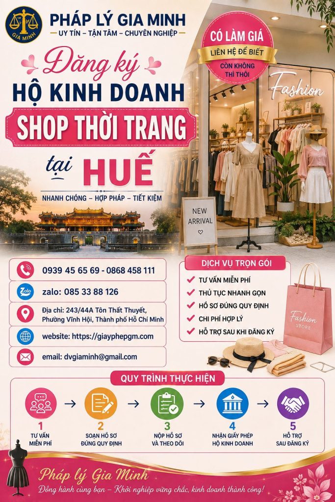 Đăng ký hộ kinh doanh shop thời trang tại Huế: Hoàn thiện pháp lý trước khi mở bán 1 Đăng ký hộ kinh doanh shop thời trang tại Huế