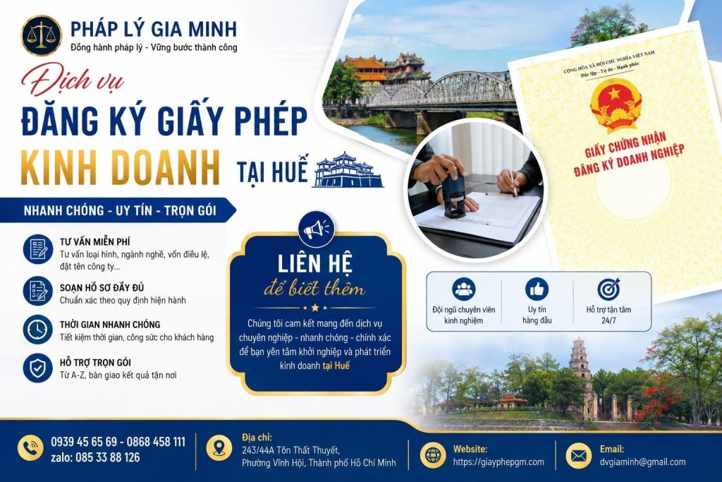Dịch vụ đăng ký giấy phép kinh doanh tại Huế