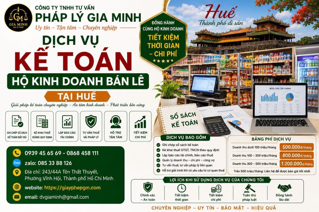 Dịch vụ kế toán hộ kinh doanh bán lẻ tại Huế