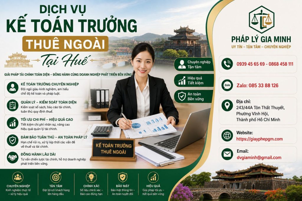 Dịch vụ kế toán trưởng thuê ngoài tại Huế