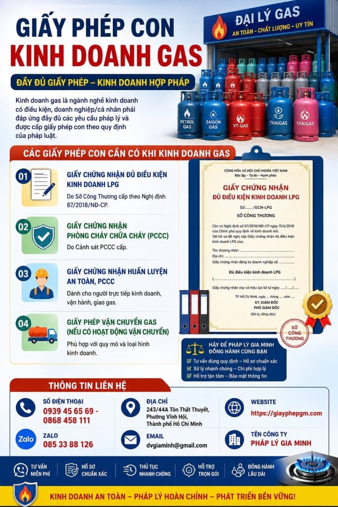 Giấy phép con kinh doanh gas gồm những gì và khi nào cần thực hiện? 1 Giấy phép con kinh doanh gas