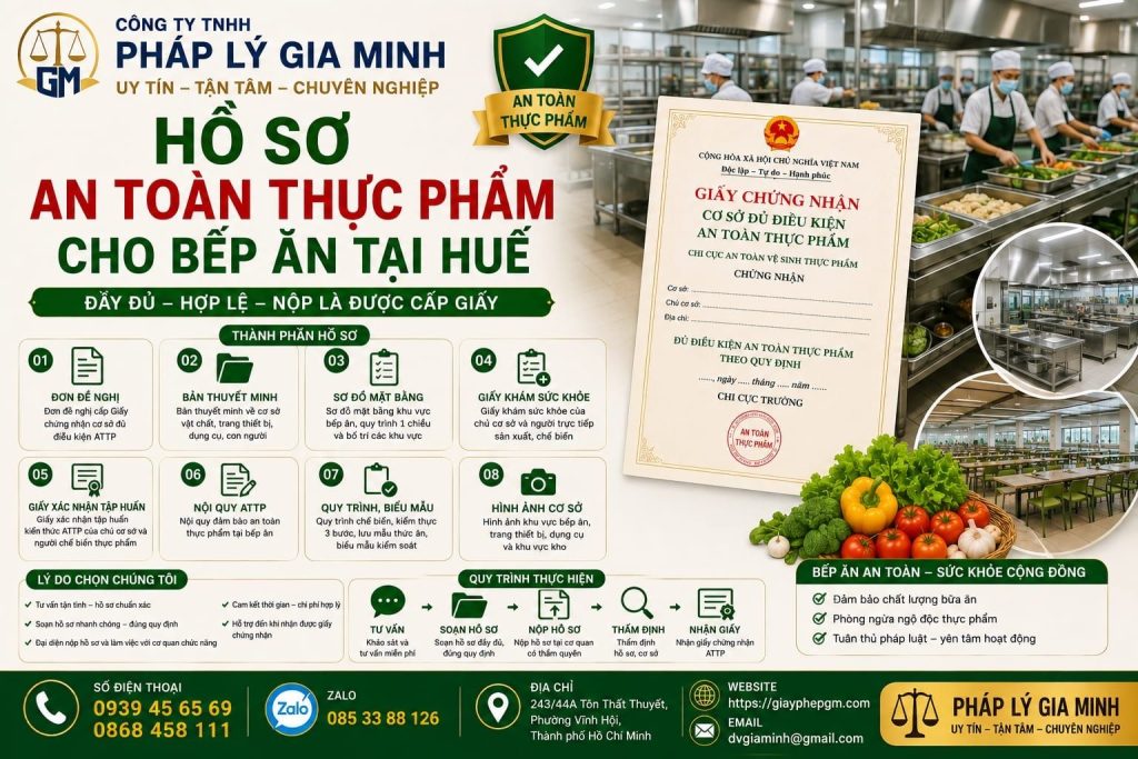 Hồ sơ an toàn thực phẩm cho bếp ăn tại Huế