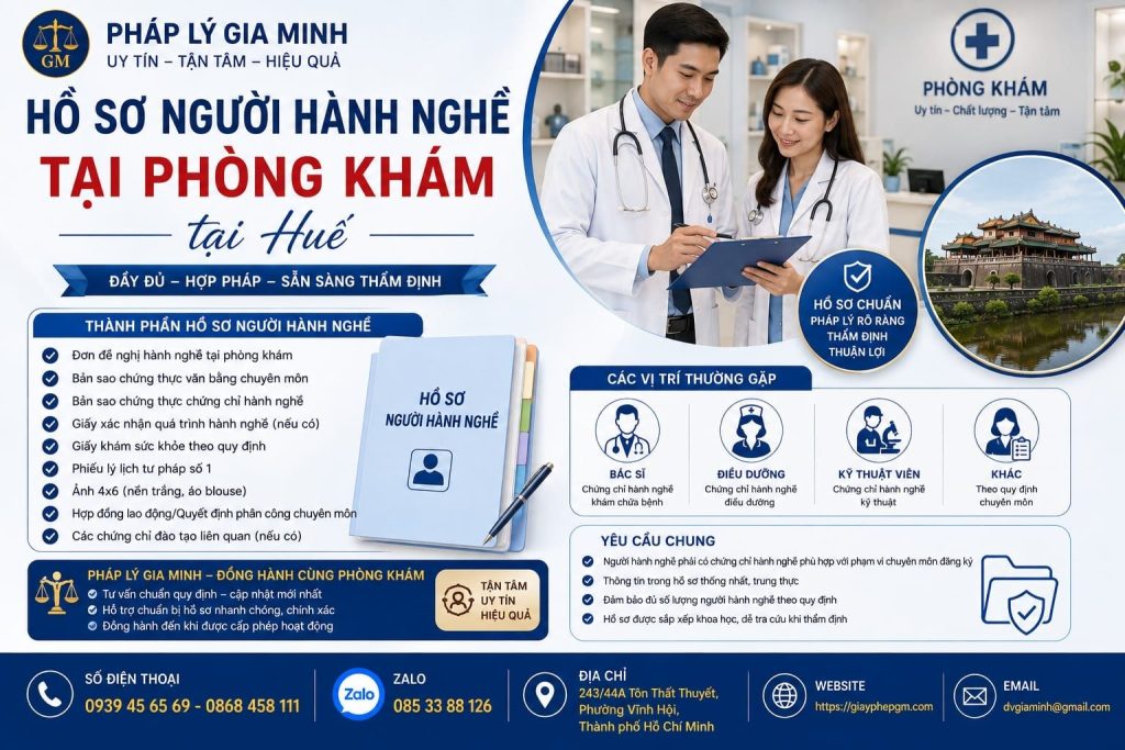 Hồ sơ người hành nghề tại phòng khám tại Huế