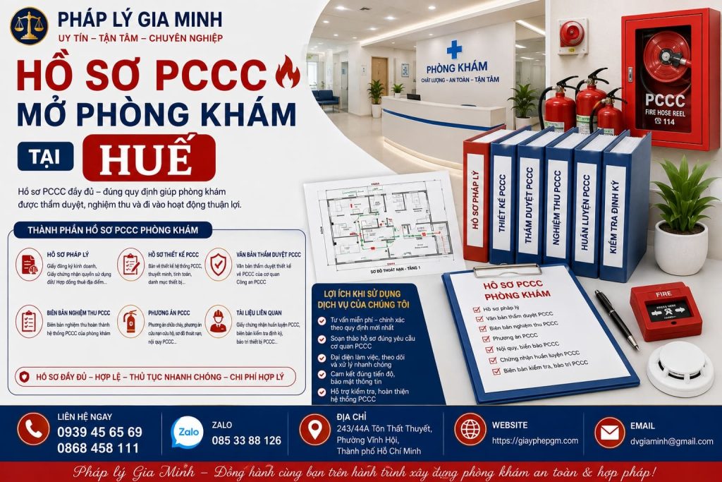 Hồ sơ PCCC mở phòng khám tại Huế đầy đủ, hạn chế bổ sung 1 Hồ sơ PCCC mở phòng khám tại Huế