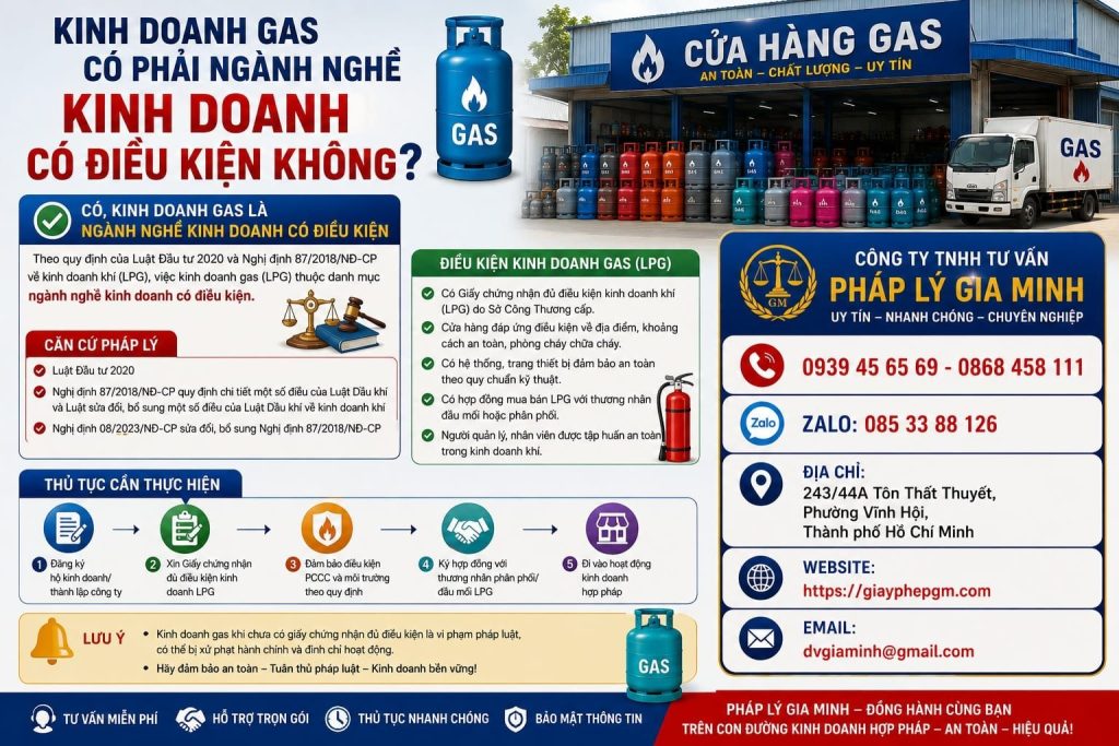 Kinh doanh gas có phải ngành nghề kinh doanh có điều kiện không