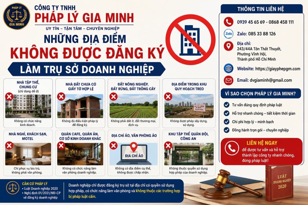 Những địa điểm không được đăng ký làm trụ sở doanh nghiệp cần tránh 1 Những địa điểm không được đăng ký làm trụ sở doanh nghiệp