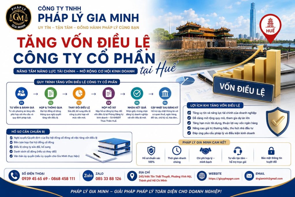 Tăng vốn điều lệ công ty cổ phần tại Huế