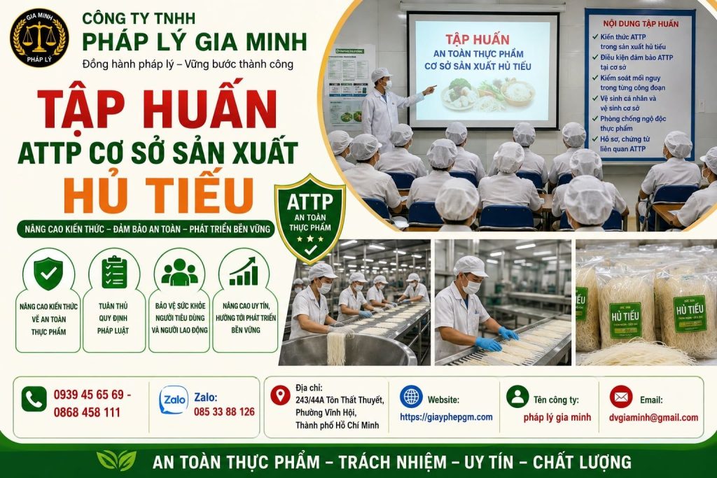 Tập huấn ATTP cơ sở sản xuất hủ tiếu kiểm soát vệ sinh toàn bộ quy trình 1 Tập huấn ATTP cơ sở sản xuất hủ tiếu