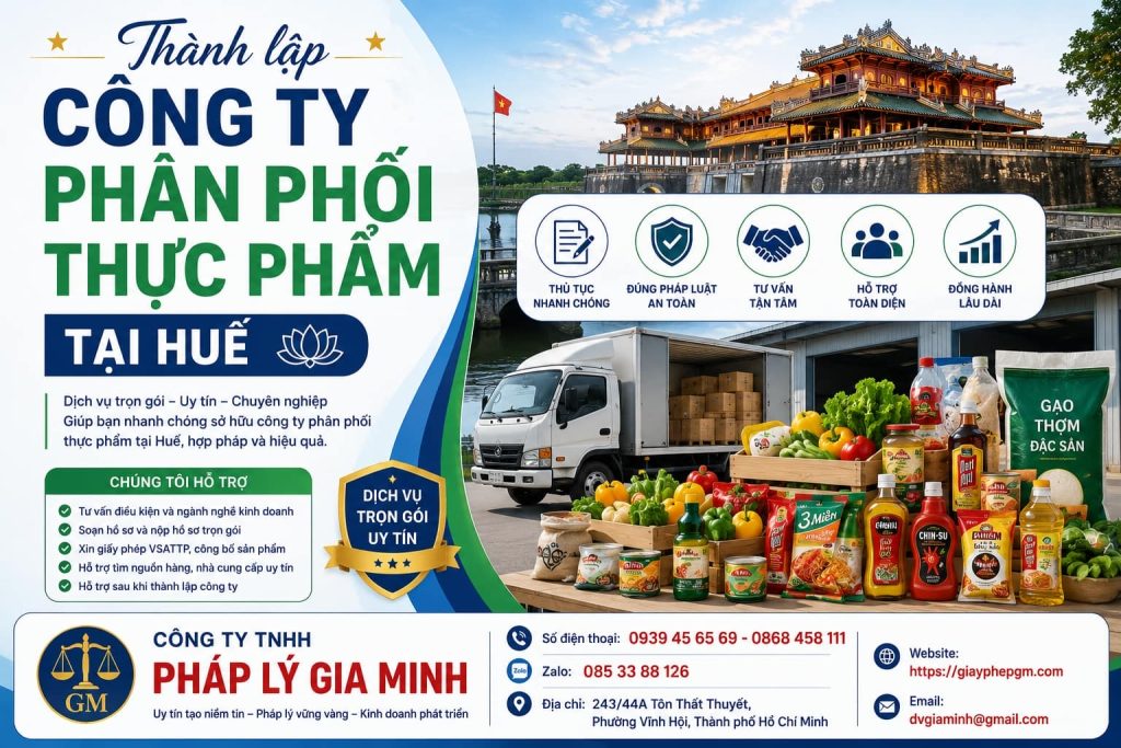 Thành lập công ty phân phối thực phẩm tại Huế