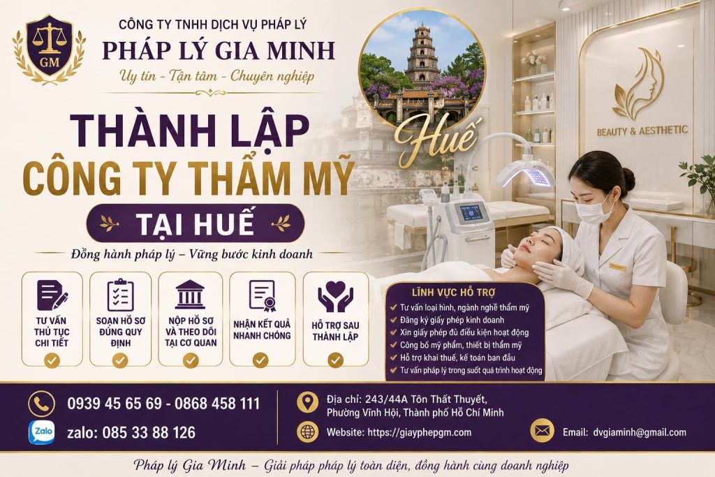 Thành lập công ty thẩm mỹ tại Huế