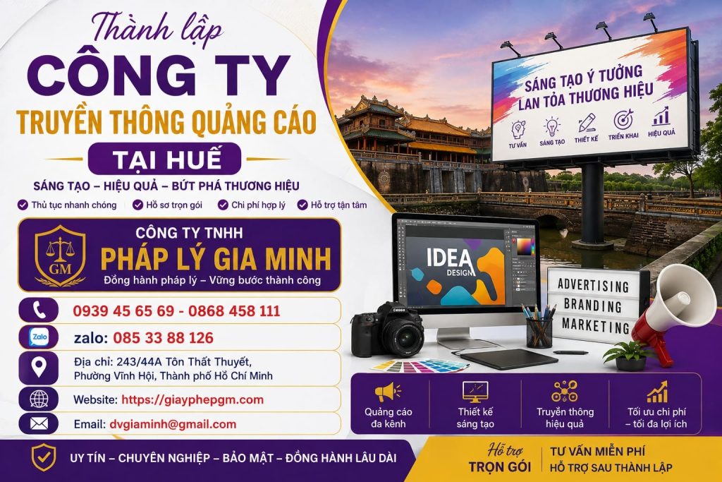 Thành lập công ty truyền thông quảng cáo tại Huế