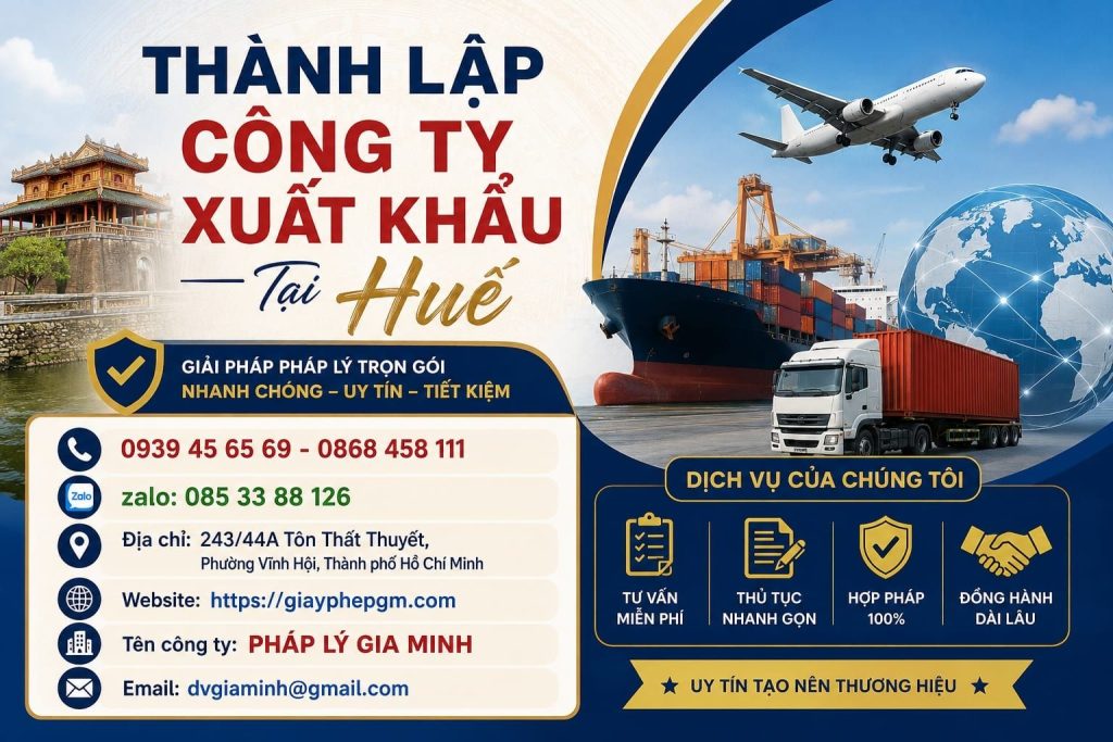 Thành lập công ty xuất khẩu tại Huế