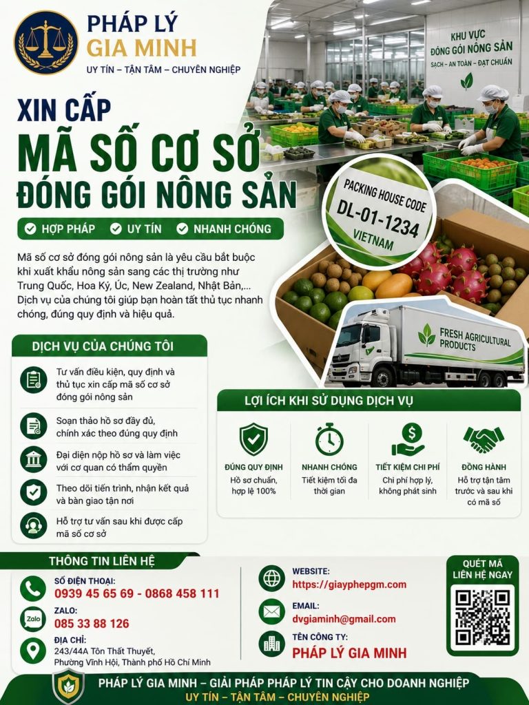 Xin cấp mã số cơ sở đóng gói nông sản