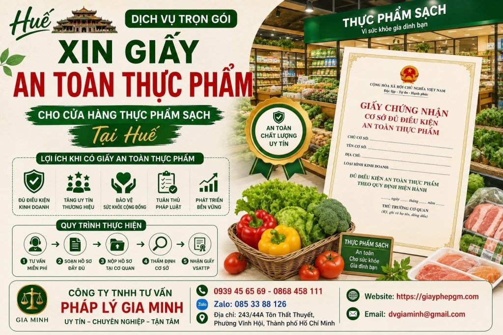 Xin giấy an toàn thực phẩm cho cửa hàng thực phẩm sạch tại Huế