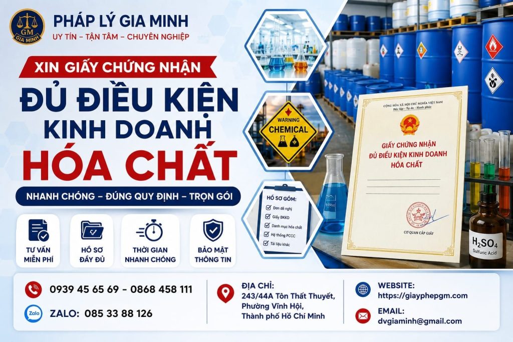 Xin giấy chứng nhận đủ điều kiện kinh doanh hóa chất