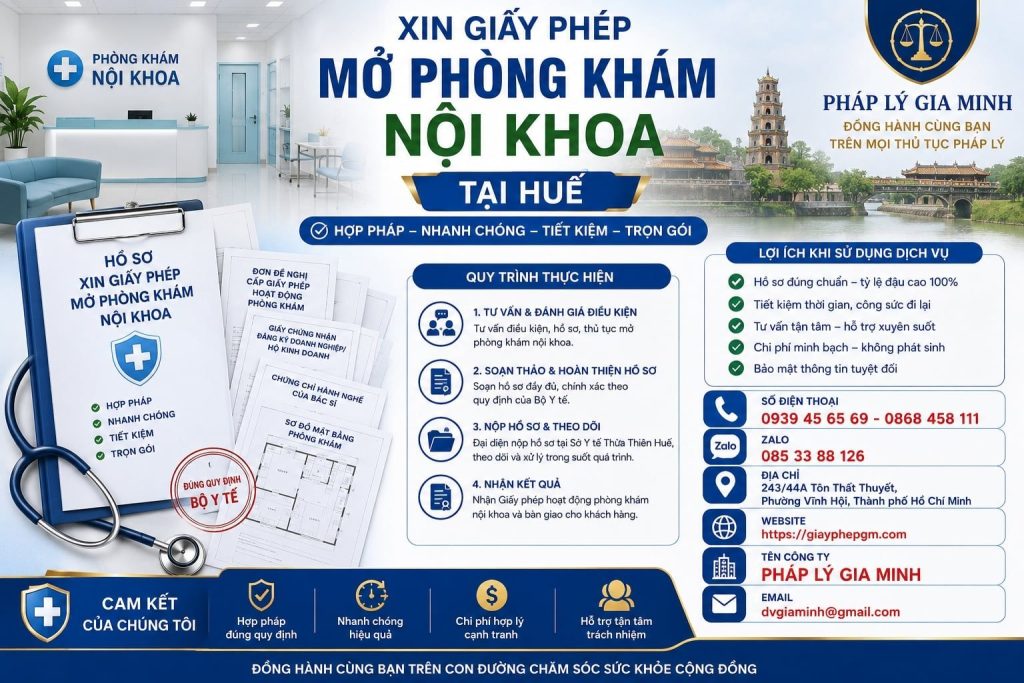 Xin giấy phép mở phòng khám nội khoa tại Huế