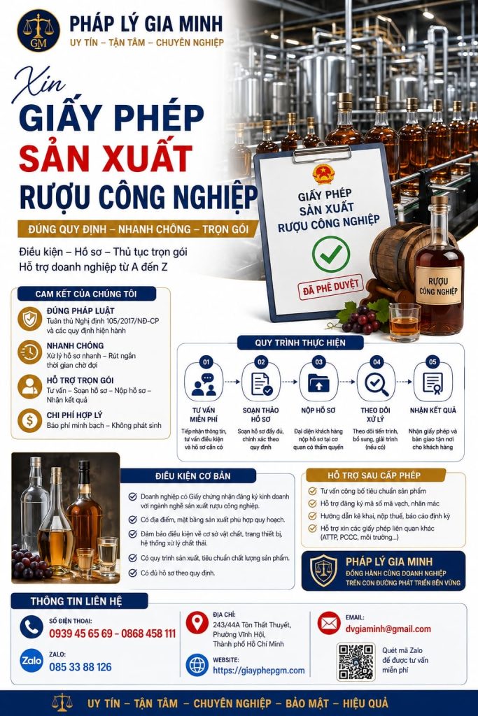 Xin giấy phép sản xuất rượu công nghiệp