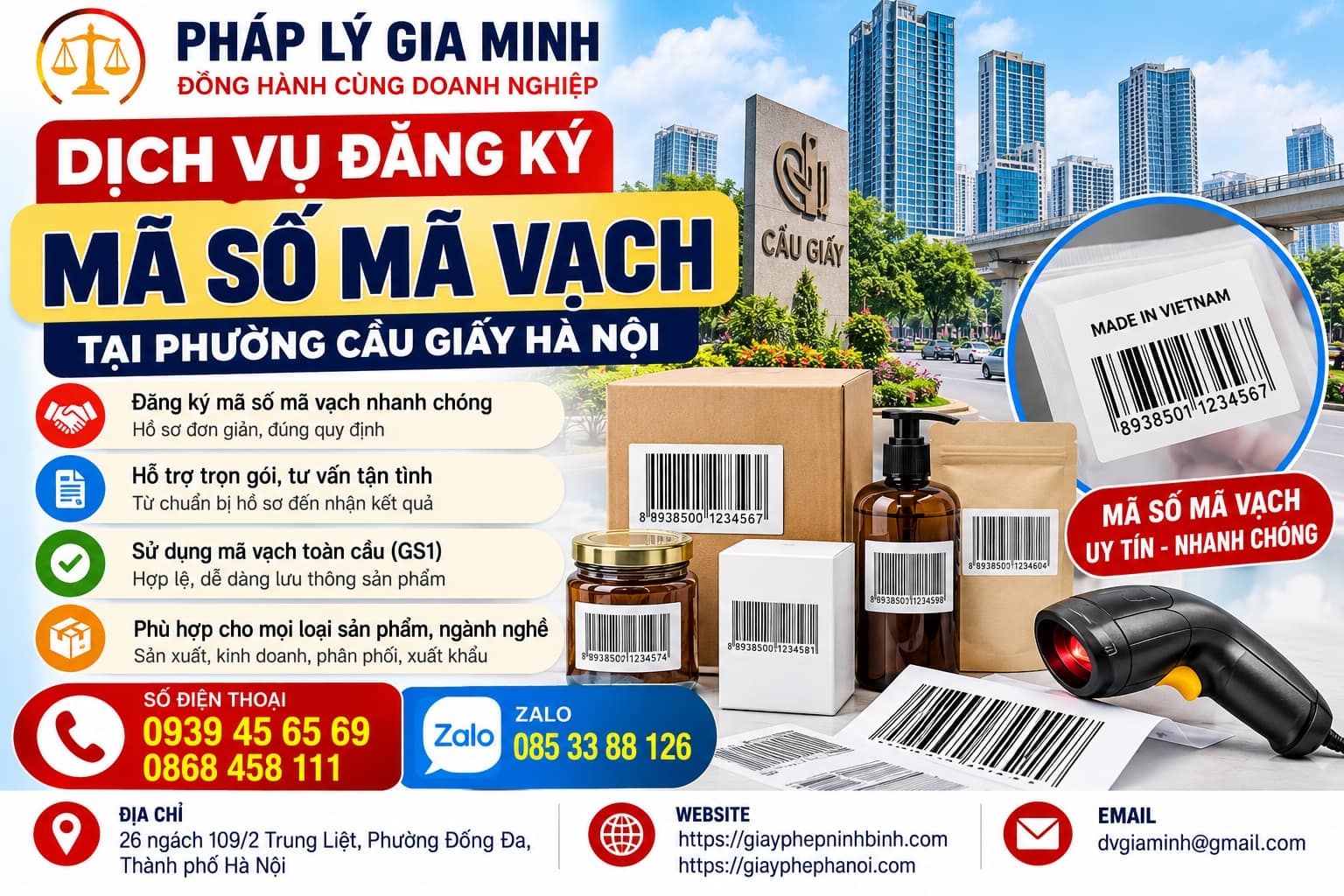 Dịch vụ đăng ký mã số mã vạch tại phường Cầu Giấy Hà Nội