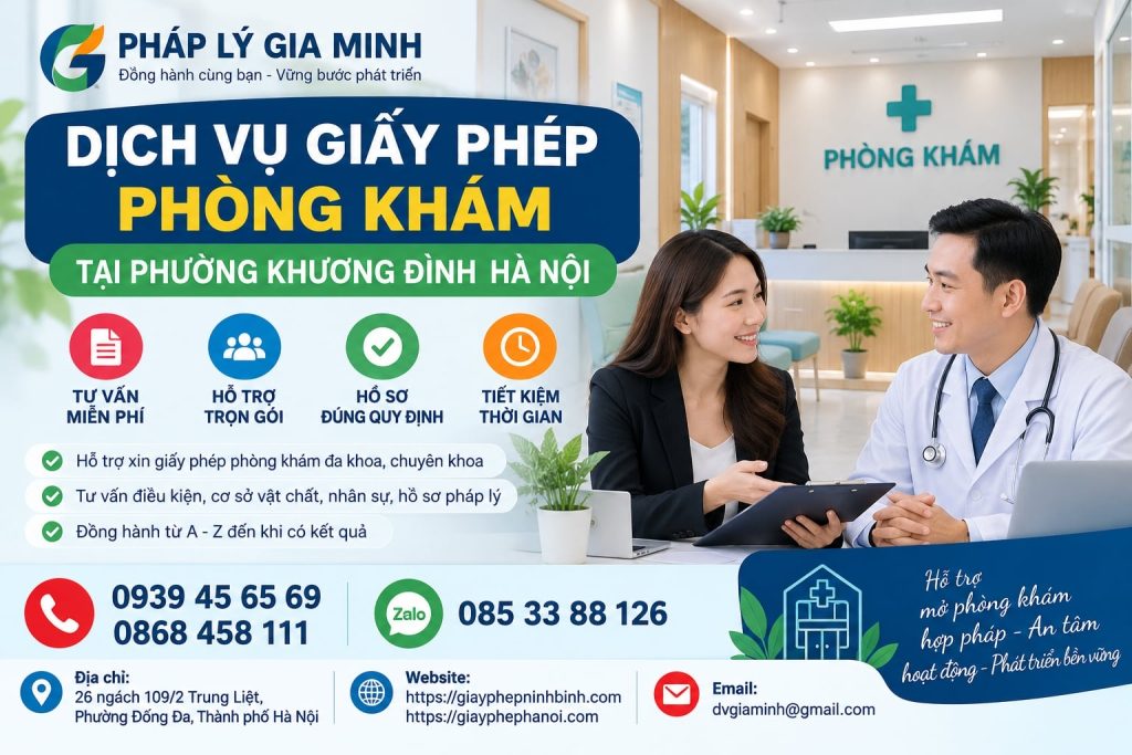 Dịch vụ giấy phép phòng khám tại phường Khương Đình Hà Nội