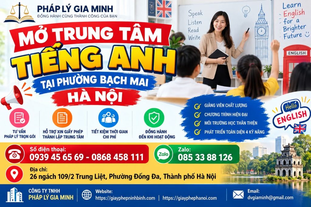 Mở trung tâm tiếng Anh tại phường Bạch Mai Hà Nội